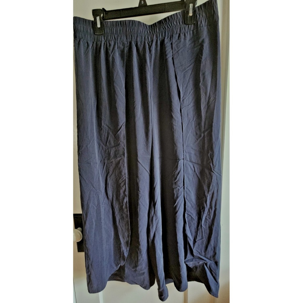 upwest wide leg surplice pants teal‎ blue woman Sz M modal blend light weight